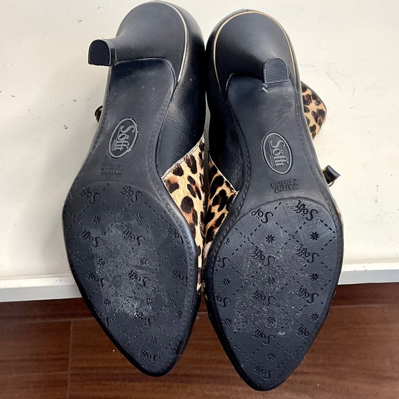 Sofft Boots Womens Size 6.5 Makayla Ankle Boot Black Leather Pointed Zip Leopard - Picture 13 of 15
